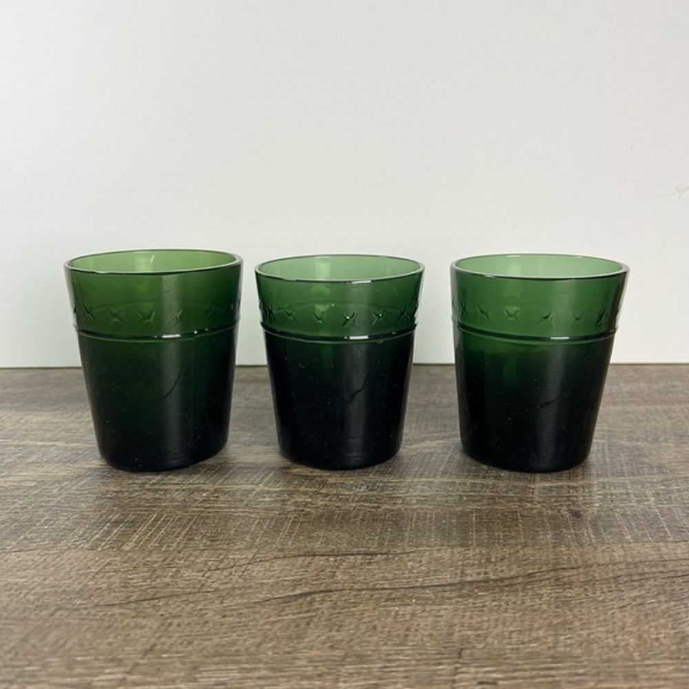 Hearth & Hand green juice glasses cups NEW‎ discontinued pattern set of 3 RARE